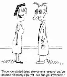 Comic: 'Since you started doing pheromone research you've become hideously ugly, yet I still find you irresistible.'